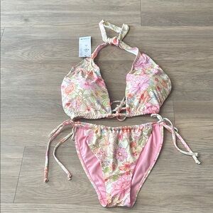 NWT Floral Halter Bikini Set